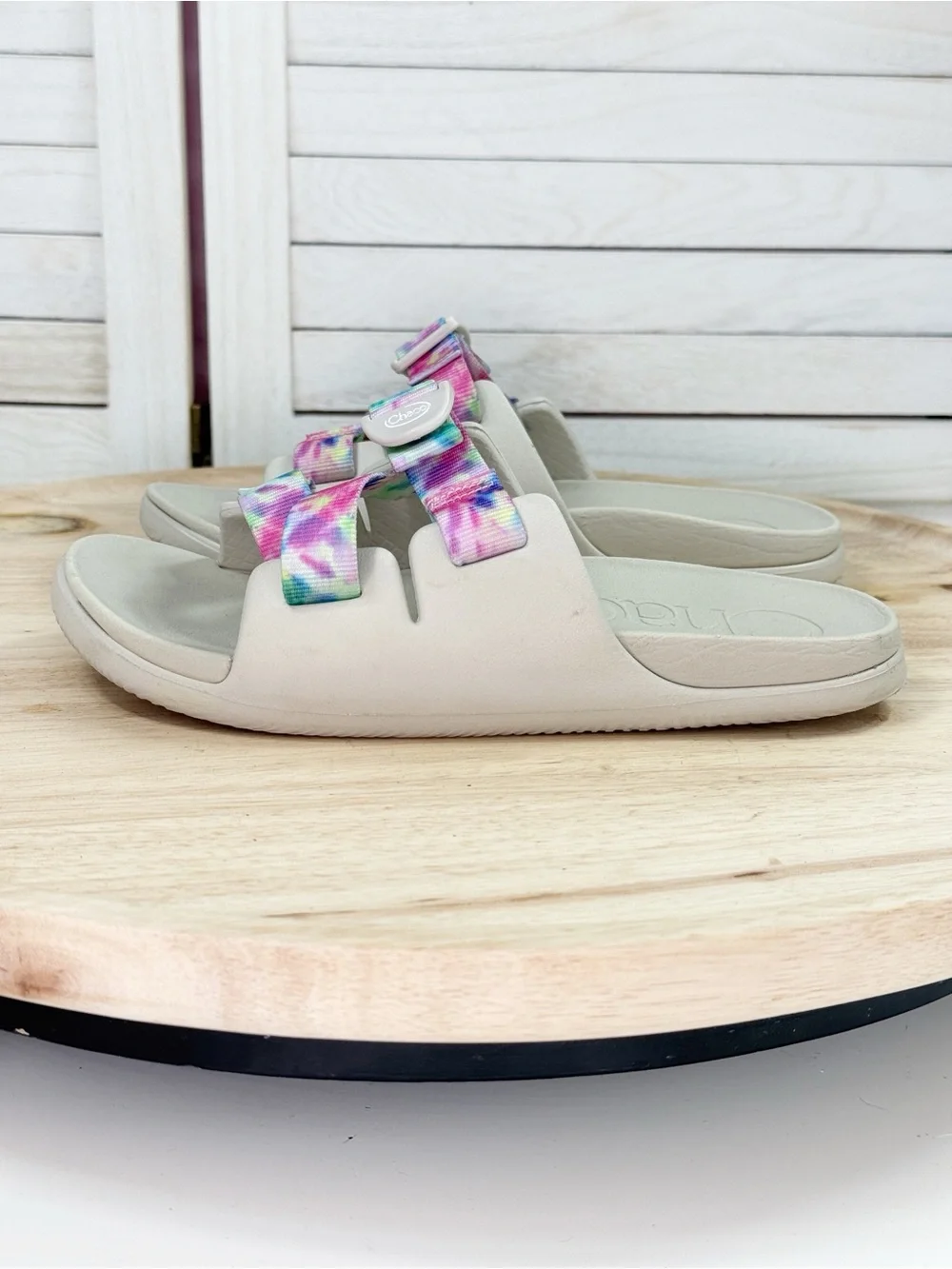 Chaco‎ Chillos Kids Slide Sandals Pink Tie Dye Light Tan 4